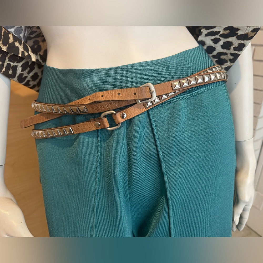 Studded genuine leather Tan Belt